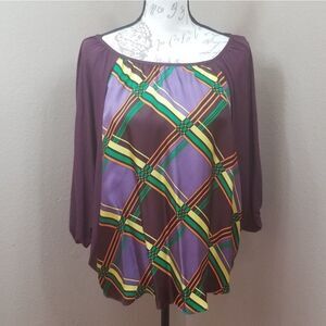 Voom Plum Bat Wing Retro Rockabilly Top Large (2601)